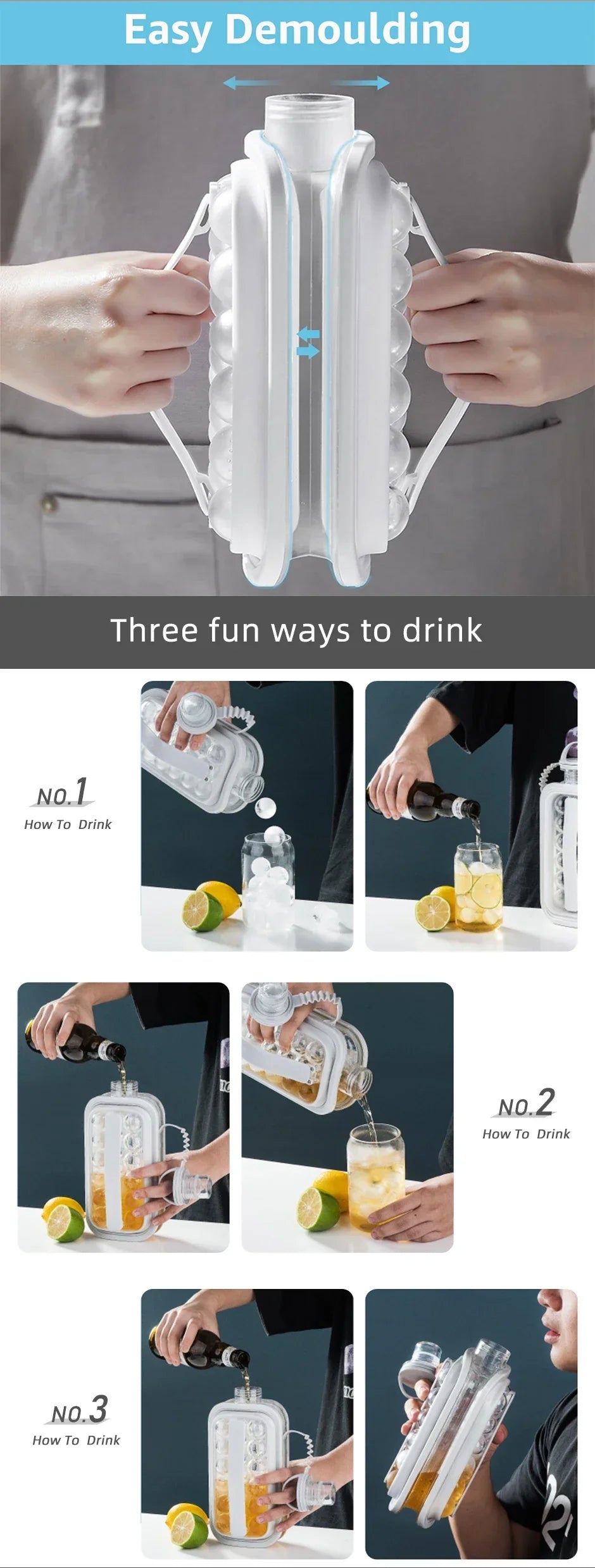 2-in-1 Silicone Ice Ball Maker